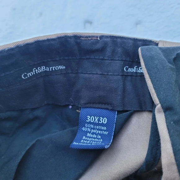 Croft & Barrow Easy Care Khaki Mens Sz 30x30 Brown Flat Front Straight Leg Pants - Picture 6 of 8